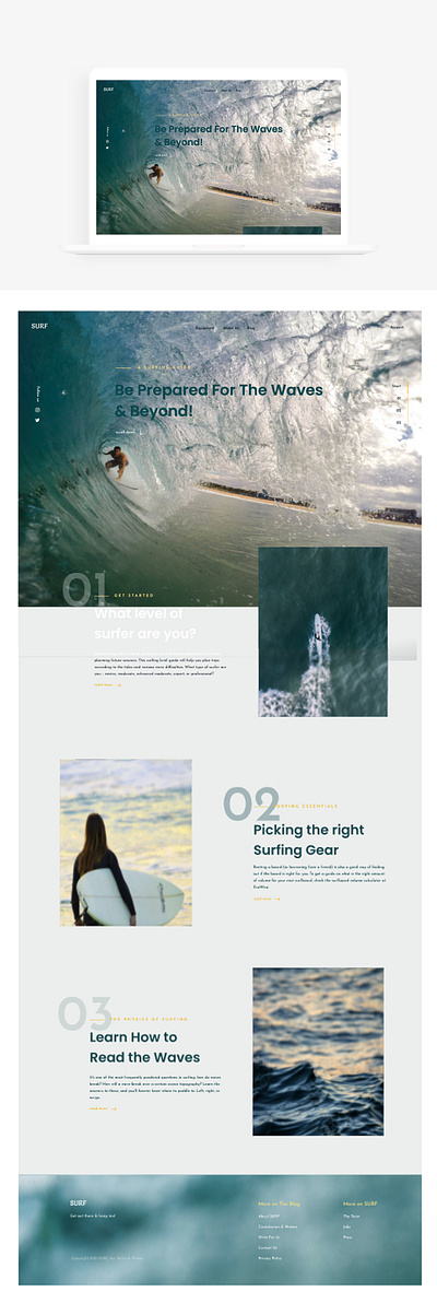 Surf Landing blue design figma graphic design guide interface landing landingpage ocean summer surf surfing ui waves web design website