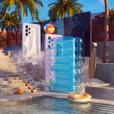 Samsung A72 - Pool Party 3d cgi cinema4d design illustration render