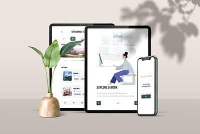 Wander-Work: An app for digital nomads adobe app design branding browse coworking design digital nomad figma filters graphic design illustration illustrator invision logo maps sketch travel ui vector work