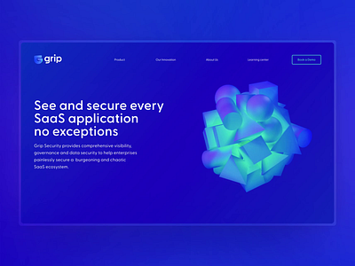 Grip's new header animation 🤩 3d animation blue cyber data security graphic design grip header hero motion motion graphics primitives protection saas security shapes ui ux web design website design