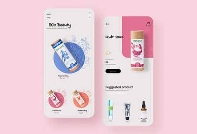 Eco beauty label mobile app app beauty cosmetic cute eco gentle illustration interface mobile pastel pink ui ux