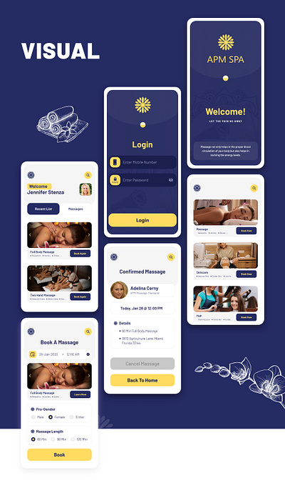 Massage App Development graphic design massage app development ui