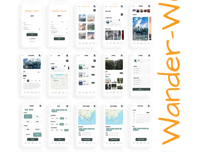 Wander-Work: An app for digital nomads adobe illustrator branding community design digital nomads figma graphic design illustration label logo sketch travel ui ux vector wander work