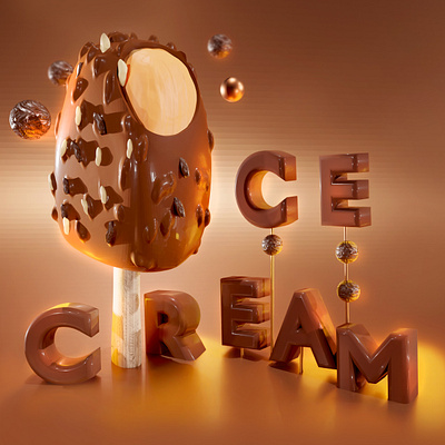 icecream 3d design typography