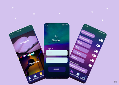 Slumber app app desi design ui ux vector