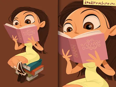 Books & Boots art books boots cartoon character commission cute drawing girl illustraiton pretty reading vector