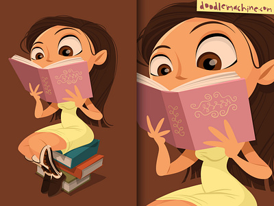 Books & Boots art books boots cartoon character commission cute drawing girl illustraiton pretty reading vector