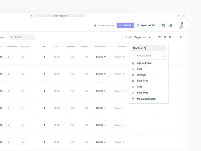 Retail Planning - Adding a New Column (SaaS Web App) admin clean dashboard data enterprise finance minimal planning retail saas software table ui design ux ux designer web app web app design web app ux web application wireframes