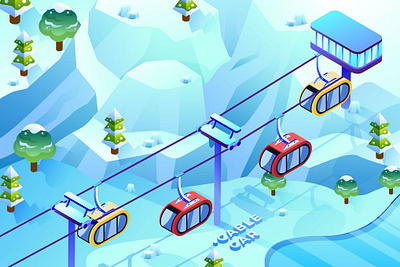 Cable Car - Isometric Illustration 3d 3d animation 3d art 3d character 3d illustration animation app branding design graphic design illustration isometric isometric design landing page landing pages logo motion graphics page pages ui