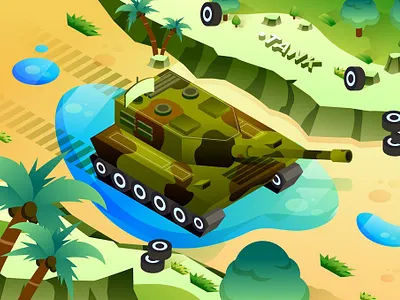 Tank - Isometric Illustration 3d 3d animation 3d art 3d character 3d illustration app banner concept design illustration landing landing page landing pages logo page pages ui web design web development website
