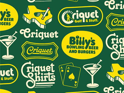 Criquet Stuff apparel austin badge bar beer clothing criquet flash sheet golf lettering logo retro texas type vintage