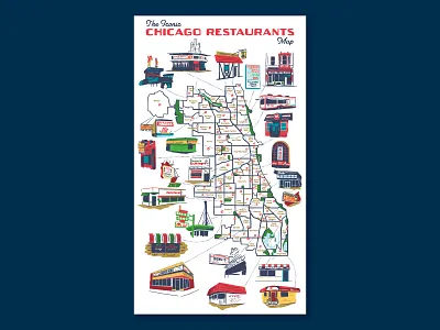 Chicago Reader Restaurant Map chicago illustration map restaurants