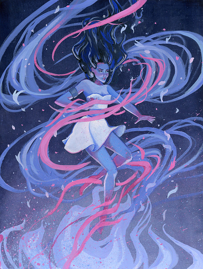 Femme Magick gouache illustration painting traditionalart watercolor watercolour