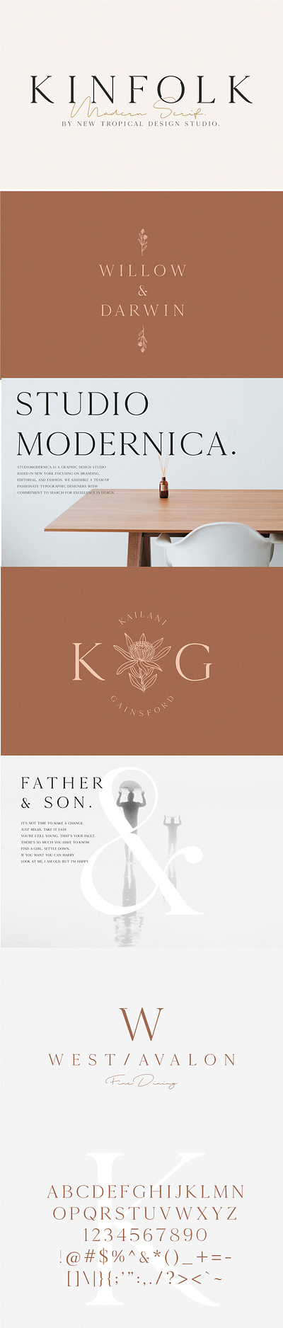 KINFOLK - Modern Serif Font design illustration logo