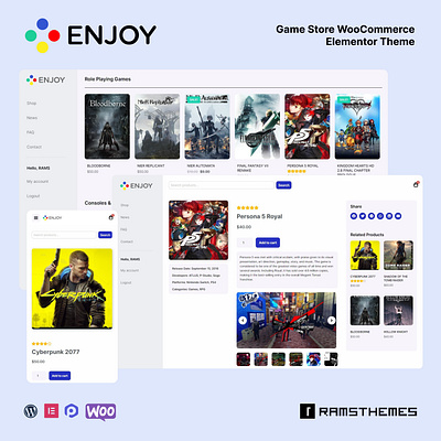 ENJOY - Game Store WooCommerce Theme 🎮 design elementor games graphic design minimalistic store woocommerce wordpress design wordpress theme