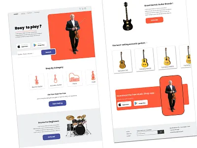 Musical Instruments Store website (ui) design music shop music website ui ui design web design website