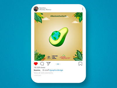 #earthsday for La Casa del Aguacate avocado avocados casa del aguacate content creation design earthsday graphic design illustration kozmo resotre our earth