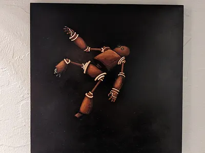 <a href="adrift"></a> art color design oil on wood oil paint oil painting painting robots in space varnish