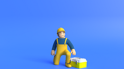 Minimal Builder 3D Cartoon Character Model. 3d 3dart animation anime branding design graphic design illustration logo ui