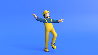 Minimal Builder 3D Cartoon Character Model. 3d 3dart animation anime branding design graphic design illustration logo ui