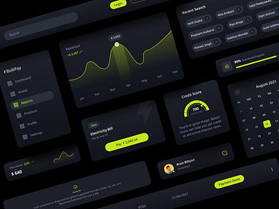 BoltPay Components app banking components credit dark mode dashboard design finance financial services fintech interface online payment pay payment ui ui deisgn uiux ux ux design wallet