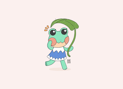 Lily レイニー animal crossing cartoon character design fan art fanart frog gaming illustration kawaii lilly lily pad new horizons nintendo procreate