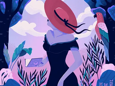 Open book bird book character colorful design drawing illustration magic mistic mystic nature plants procreate vibrant