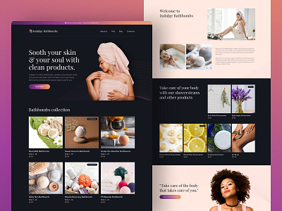 Indulge Bathbombs Website bath bath bombs bathbombs dark design for women pink ui ux web design woman