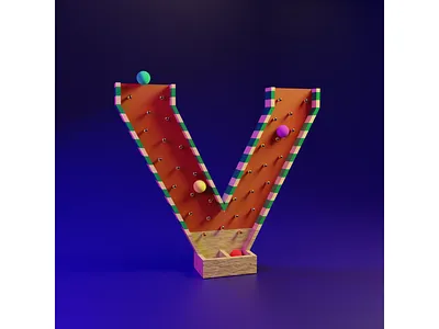 V of Playground Christmas 3D Typography 36 days of type 3d animation b3d blender christmas cute design graphic design lettering low poly motion graphics playground type face ui