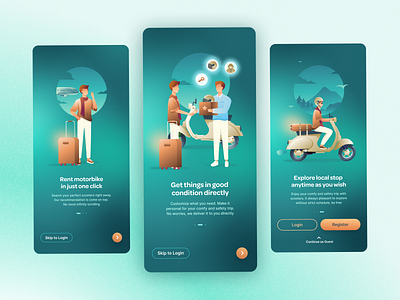 Rental App On Boarding character ui illustration rental app ui ui illustration