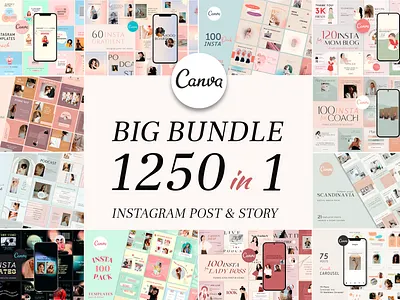 Instagram Templates Bundle | CANVA bundle canva canva template chart coach content creator creative design illustration instagram instagram template online course post design social media template