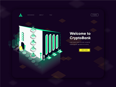 CryptoBank 3d abstract bank bitcoin crypto cryptobank defi design finance future invest isometric landing mining money trading ui vector web website