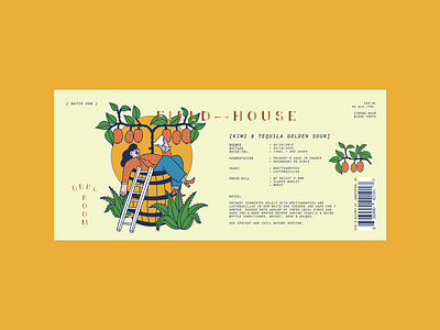 BRRL ROOM Kiwi & Tequila Golden Sour label beer beer label brewery character craft beer design illustration