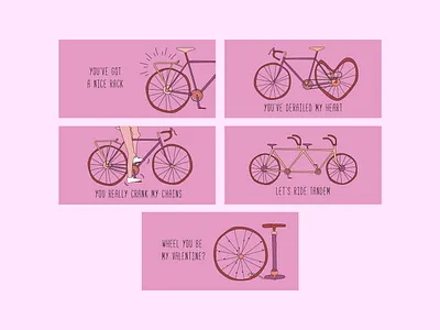 Valentines Day Cards for Bikers bike biking card cycling design greeting card illustration illustrations love road biking valentines card valentines day