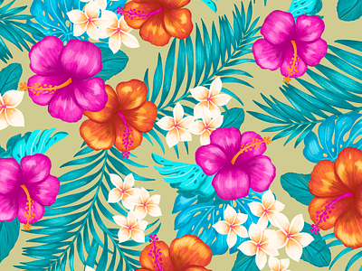 Tropic Thunder pattern apple pencil color pencil floral flowers illustration ipad pro line work pattern procreate tropical