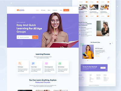 E-learning website design course creative design e learning e learning landing page education education platform home page landing page online school student study teaching tutor uiux web ui website