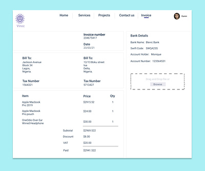 Daily UI Day 46, Invoice design ui ux