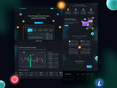 TreadingSans - Landing Page Trading Website 3d animation app bitcoin branding design graphic design illustration landingpage minimal minimalis mobile design mobile ui motion graphics trading ui ux website websitelandingpage