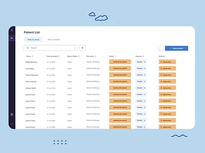 Ticker Cardiology: Patient List animation cardiac cardiology crud patient list software development sort list ui
