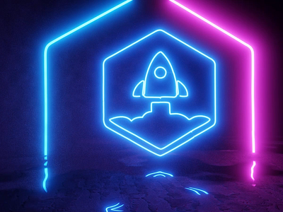 SaaStr Neon Lights 3d 3d animation animation asphalt blender blue c4d design fog gif hexagon light logo motion graphics neon pink puddle render smoke video