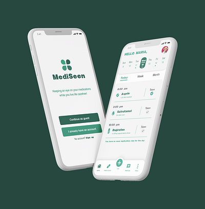 MediSeen - Medication Tracker UI branding graphic design logo mobile app mockup typography ui ux ux design visualization