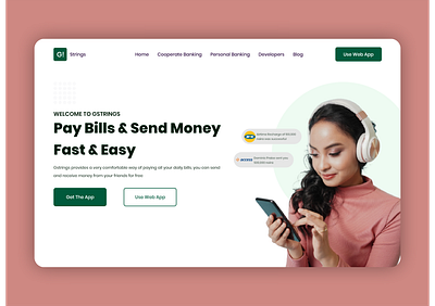 Banking Application Landing Page design ui