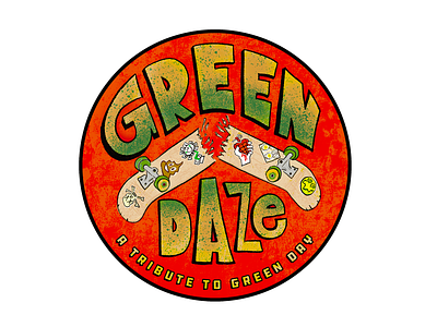 Green Daze american idiot dookie gig poster green day grunge illustration merch design photoshop procreate punk rock rock and roll skate or die skateboard splatter sticker design texture thrasher typography