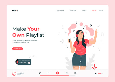 Music Landing Page colors convrtx design flat illustration interface landing page minimal modern ui unique ux uxui vector versatile web web app web application wed design