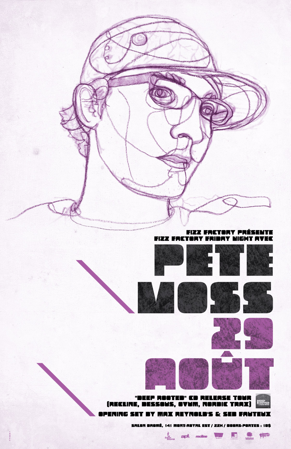 Pete Moss gig (2008) - Fizz Factory dj graphic design illustration music venue photoshop poster throwback