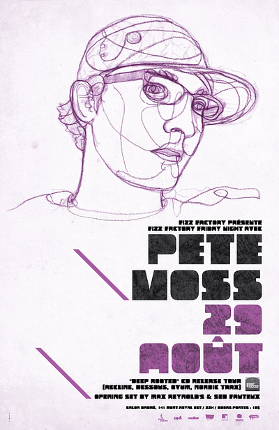 Pete Moss gig (2008) - Fizz Factory dj graphic design illustration music venue photoshop poster throwback