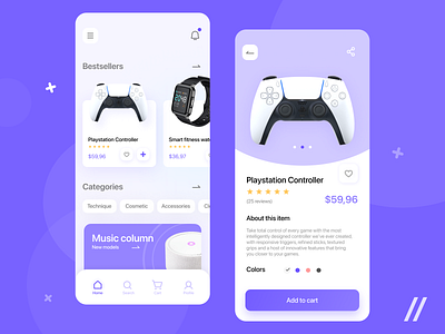 Electronics Store App app design ecommerce electronics marketplace mobile mobile app design mvp online purple purrweb react native startup store ui uiux ux