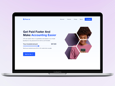 Peer.io - Fintech landing page Concept (Hero) account agency design figma finance homepage landingpage logo minimal typography ui ui design uiux ux ux design website website design