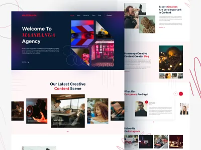 Content Creator Agency web agency clean creative design entertainment home page landing landing page layout minimal movie popular shot studio theatre ui uiux ux web web design website
