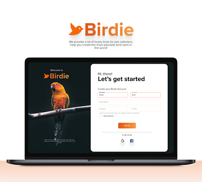 Daily UI - Sign Up for Birdie branding design graphic design typography ui ux web